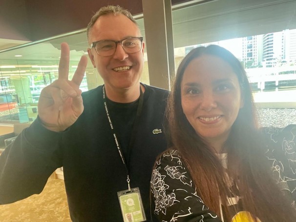 Bianca Valentino and State Library staff member, Lenny Webber. 