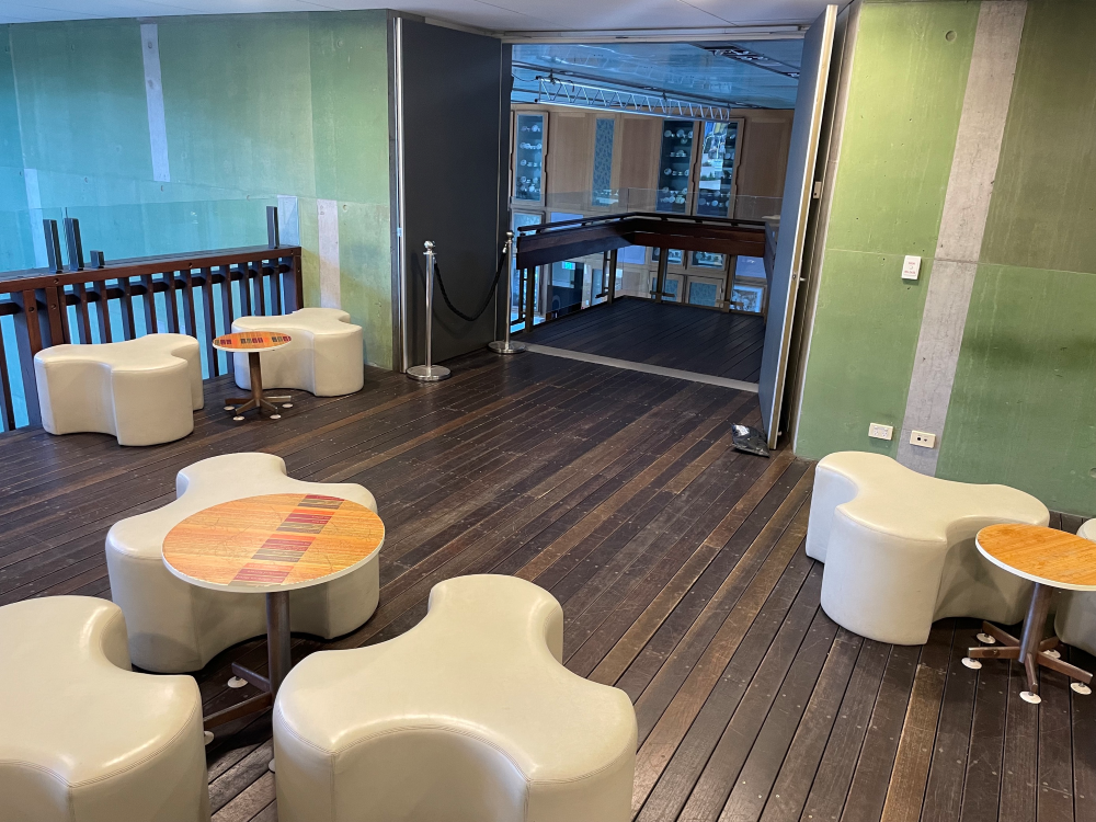 Tables and chairs in the Platform State Library of Queensland