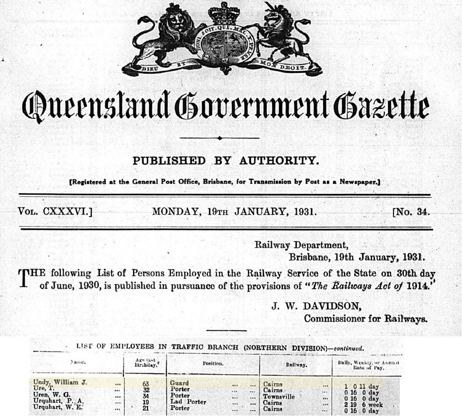 Queensland Government Gazette, Vol. CXXXVI, 19 January 1931, p.562