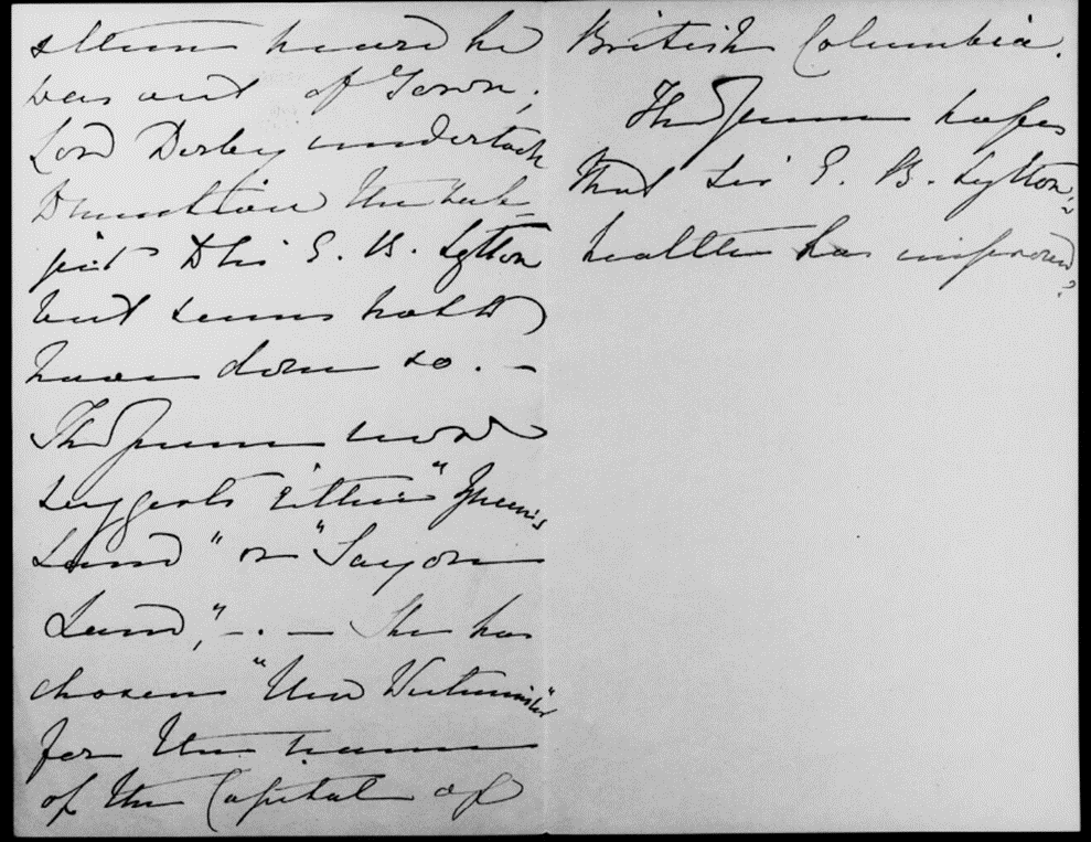 Letter from Queen Victoria to Sir Edward Bulwer-Lytton, 1st Baron Lytton, 28 April 1859
