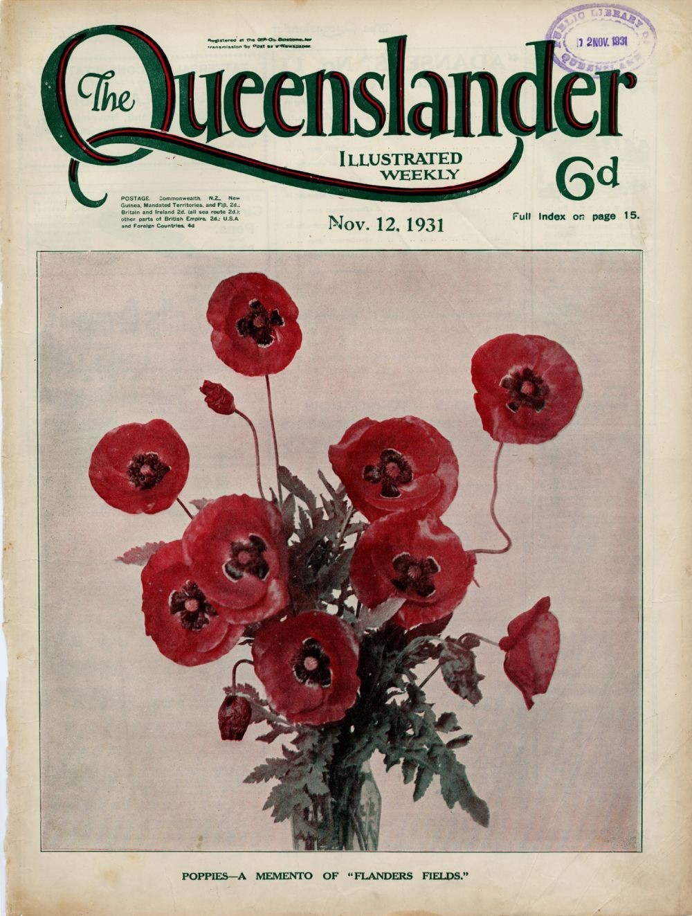 Red poppies on a cover of Queenslander Magazine