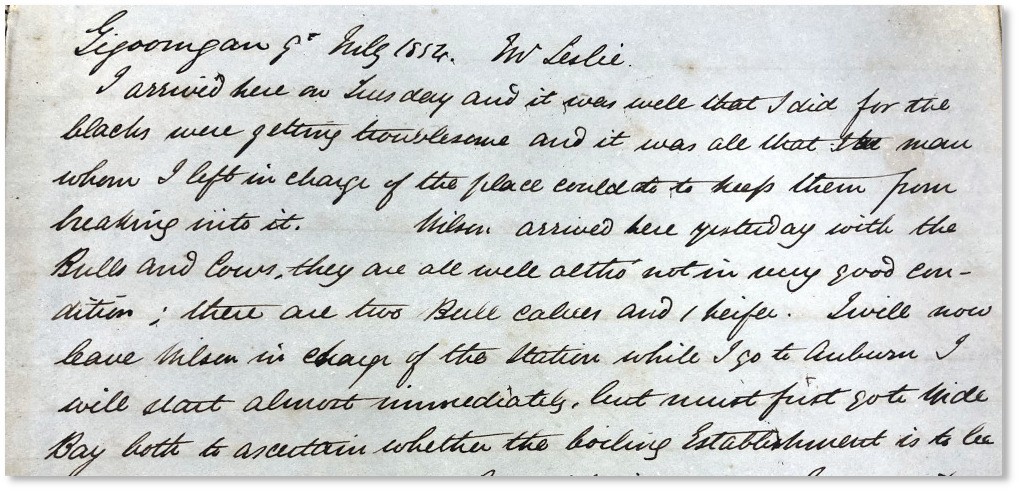 Extract from diary 1854