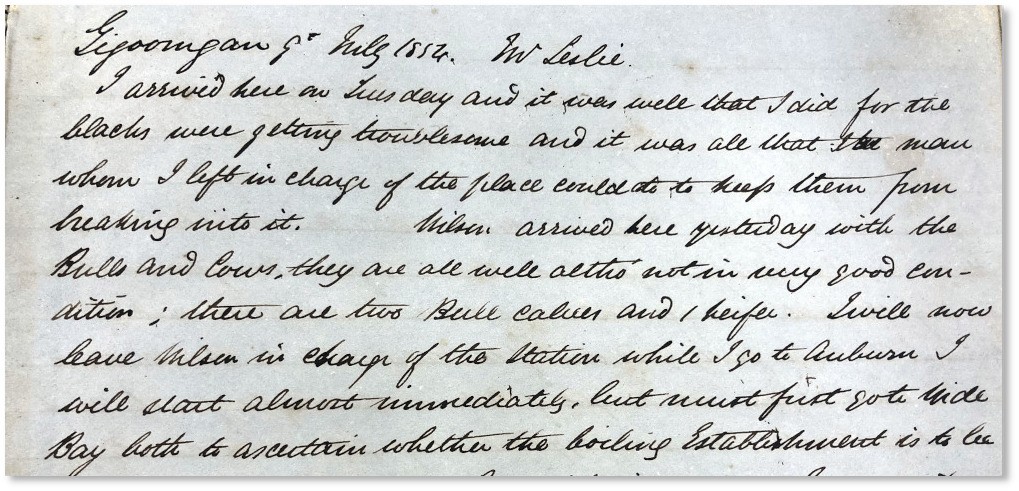 Extract from diary, 1854