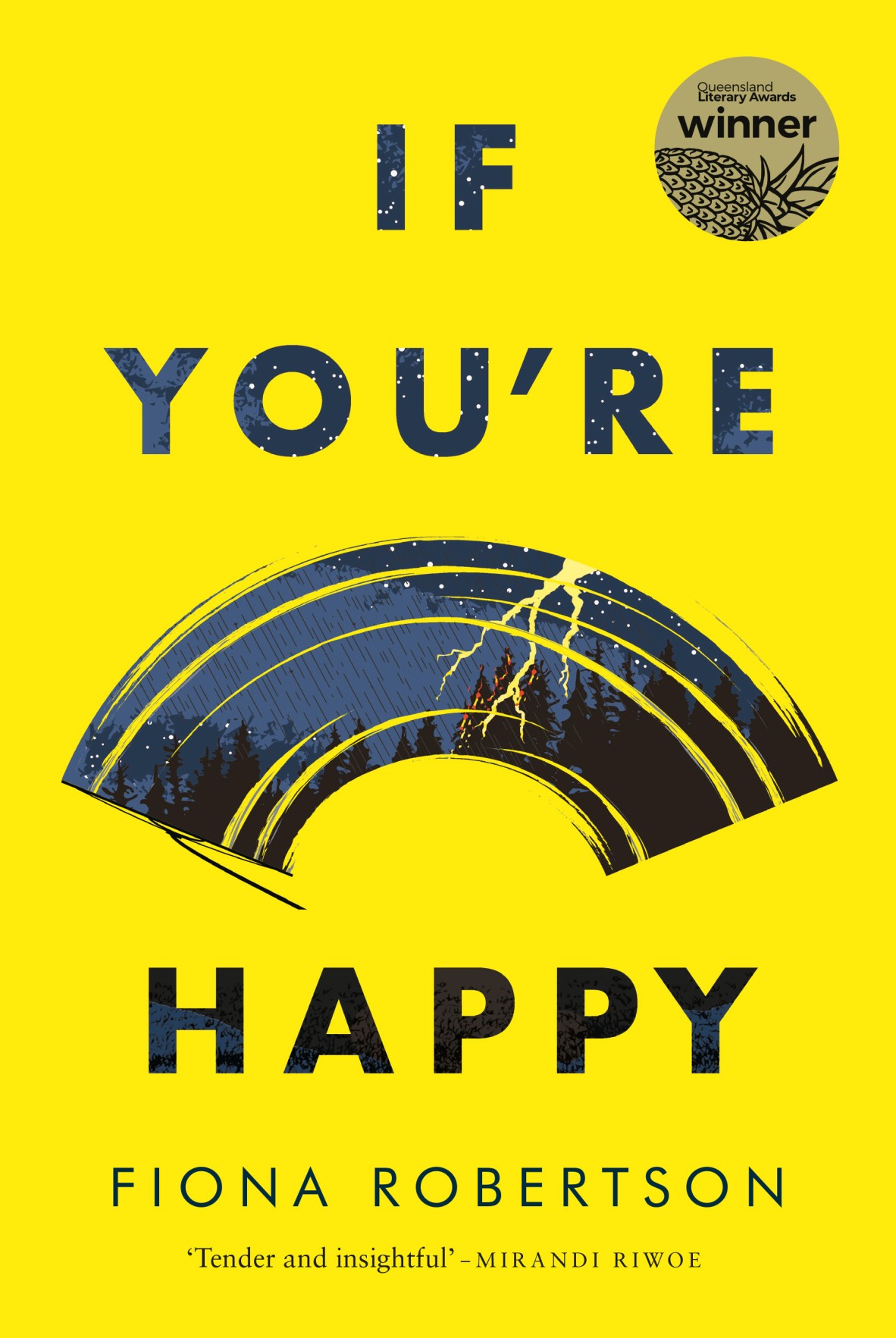 If Youre Happy by Fiona Robertson a yellow cover with a windscreen wiper motif and a storm in the centre