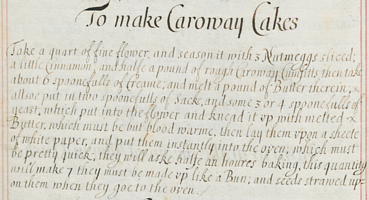 Recipe to make Caroway Cakes