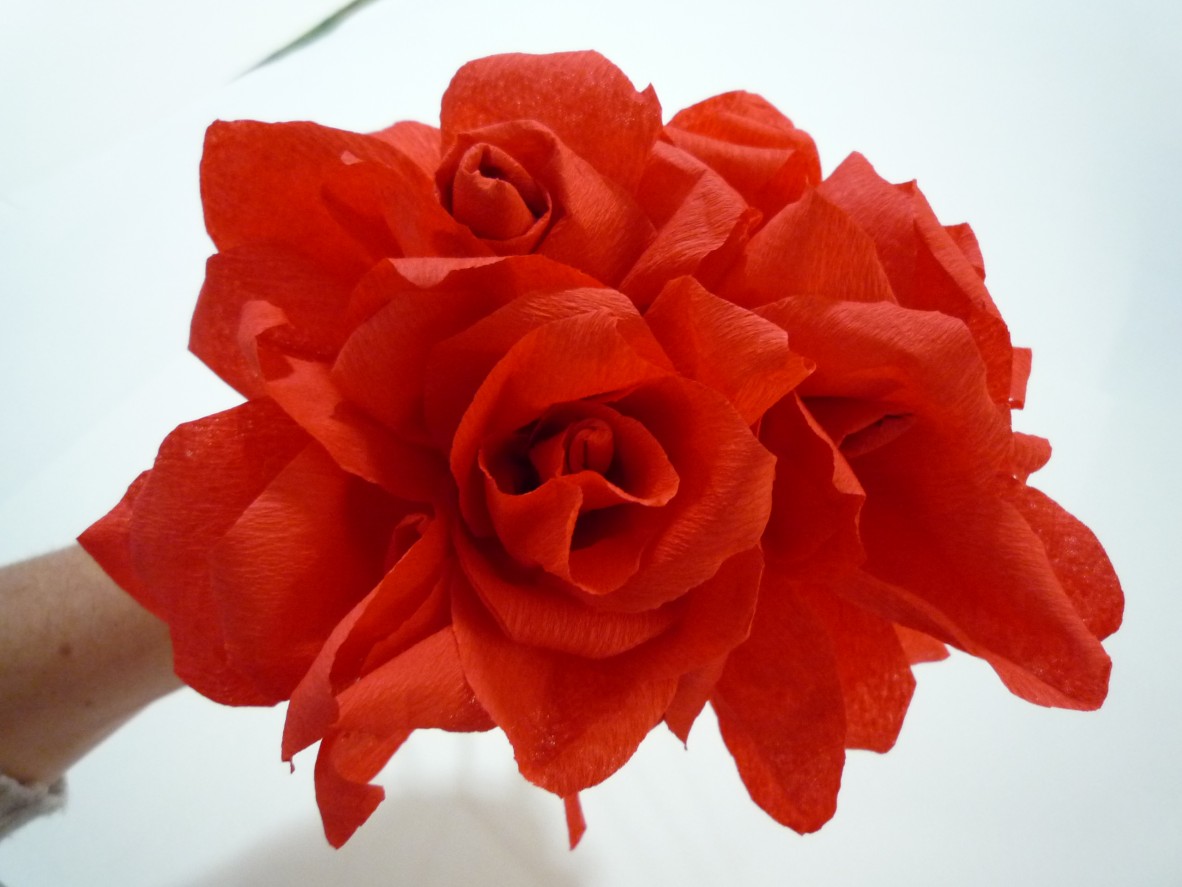Crepe paper red roses