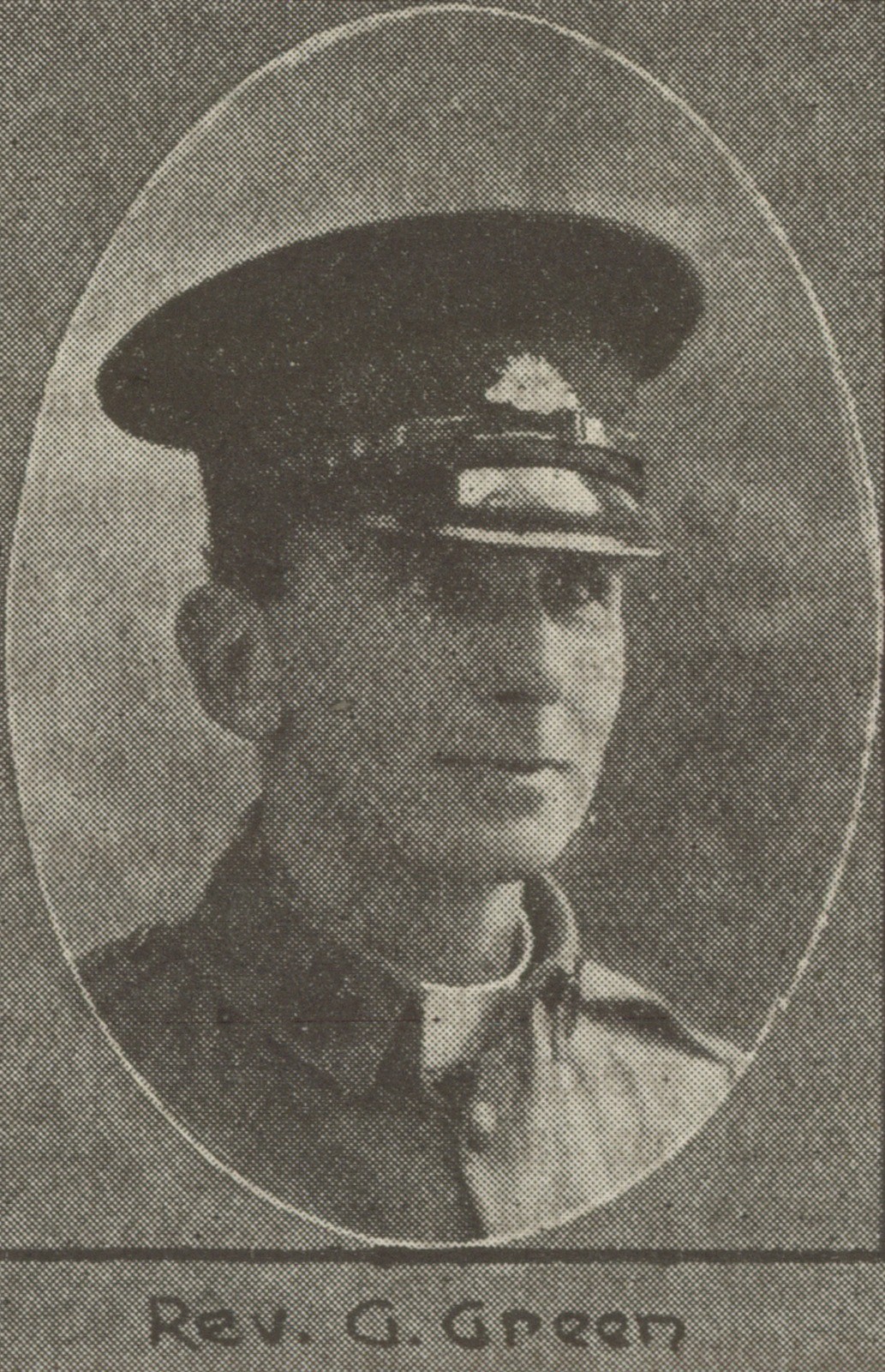 Head and shoulders portrait of Rev. G. Green, taken from "The Queenslander", 1914