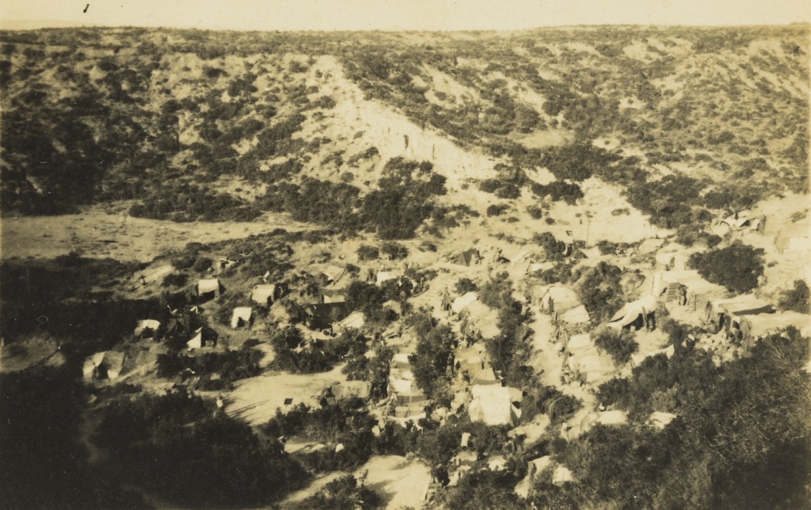 View overlooking dugouts at Gallipoli Peninsula, 1915