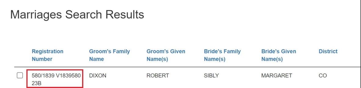 Index entry for Robert Dixon’s marriage. New South Wales Registry of Births, Deaths and Marriages.