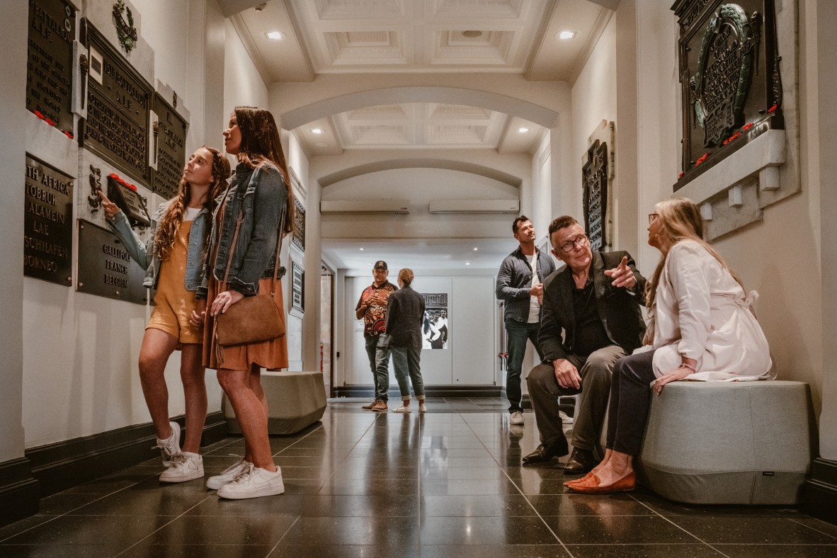 Visitors in the World War I Memorial Crypt
