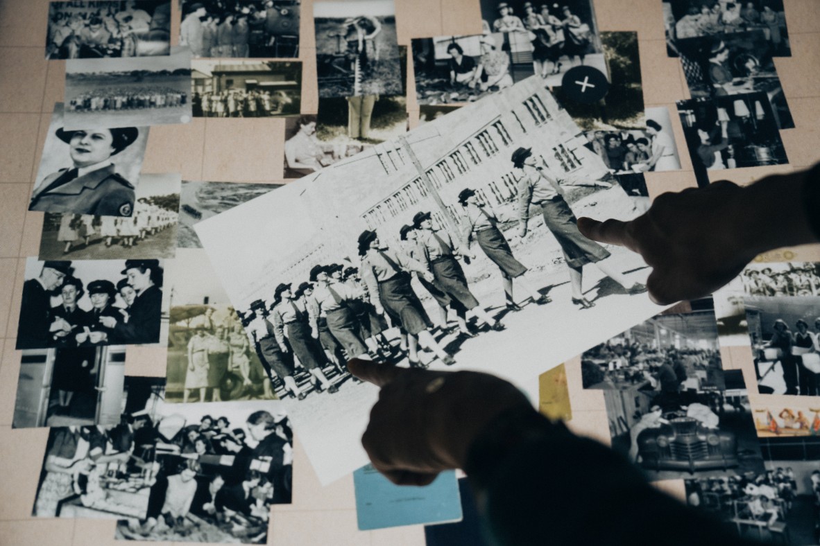 A screen in the World War II Gallery