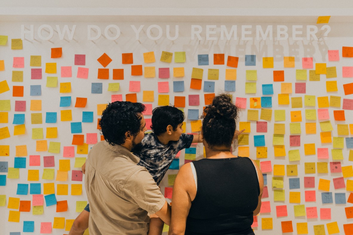 Visitors in the Post World War II Gallery at Anzac Square