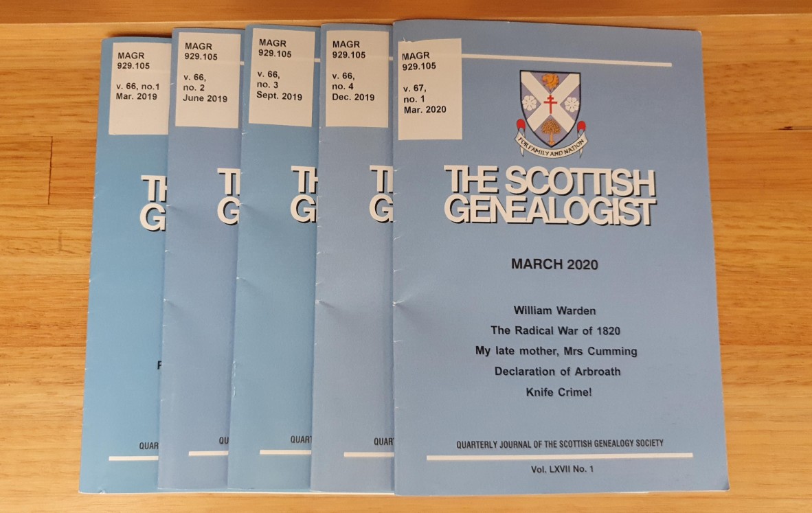 Image of front cover of The Scottish Genealogist journal