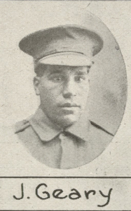 J Geary one of the soldiers photographed in The Queenslander Pictorial supplement to The Queenslander 1917