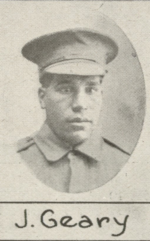 J. Geary, one of the soldiers photographed in The Queenslander Pictorial, supplement to The Queenslander, 1917