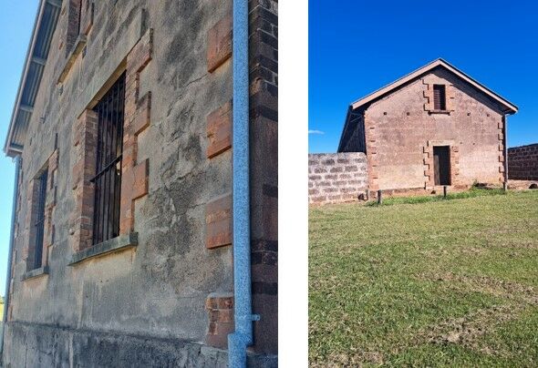 Cell block walls still standing showing solid building methods of the 1860s. St Helena, 2024