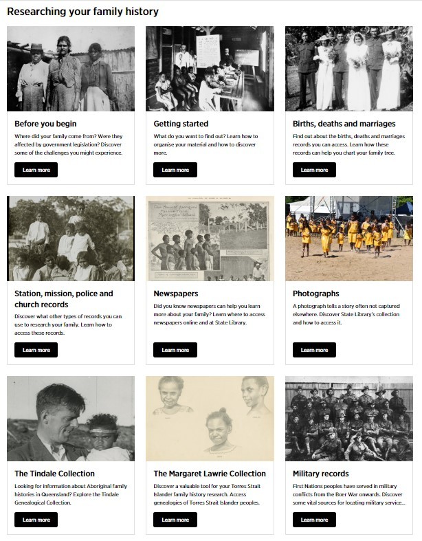 State Library of Queensland's Who's Your Mob homepage