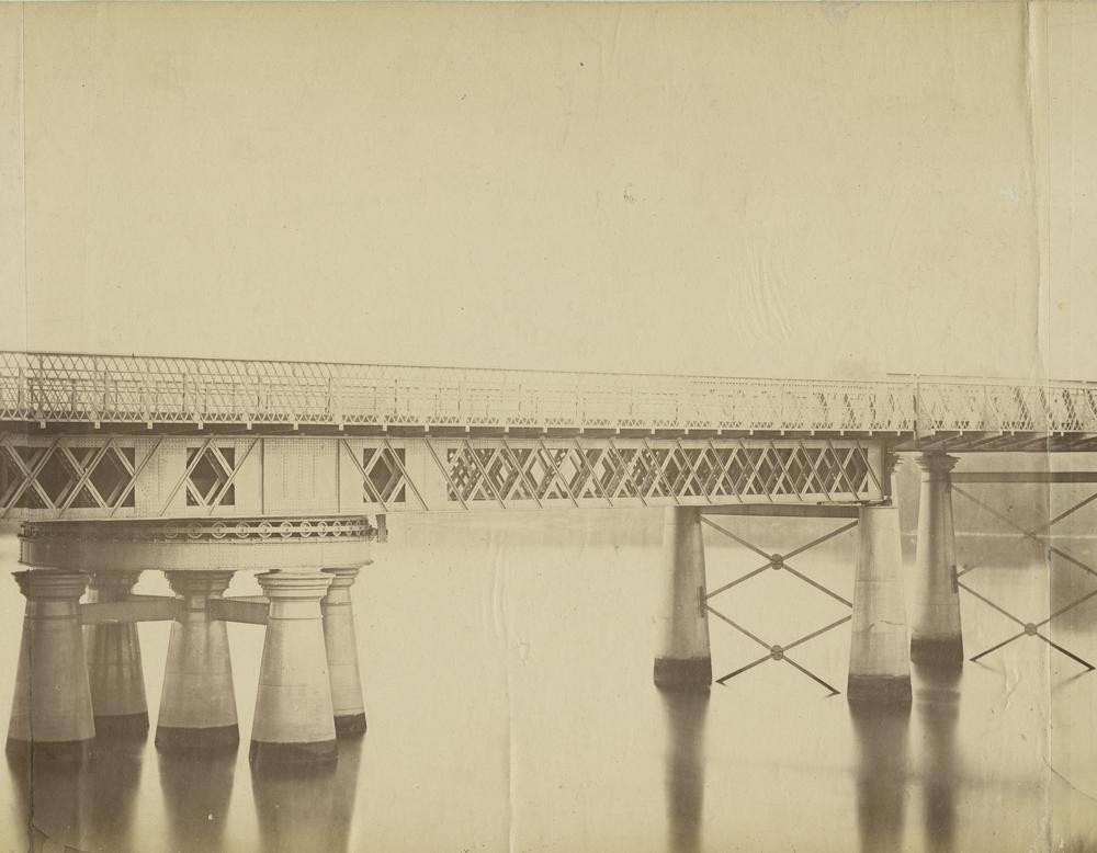 Section of a panorama of the first permanent Victoria Bridge Brisbane ca 1874