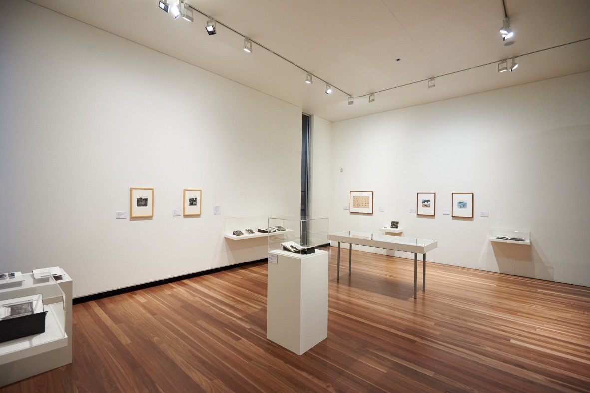 Segar Passi art works displayed on white art gallery walls. 
