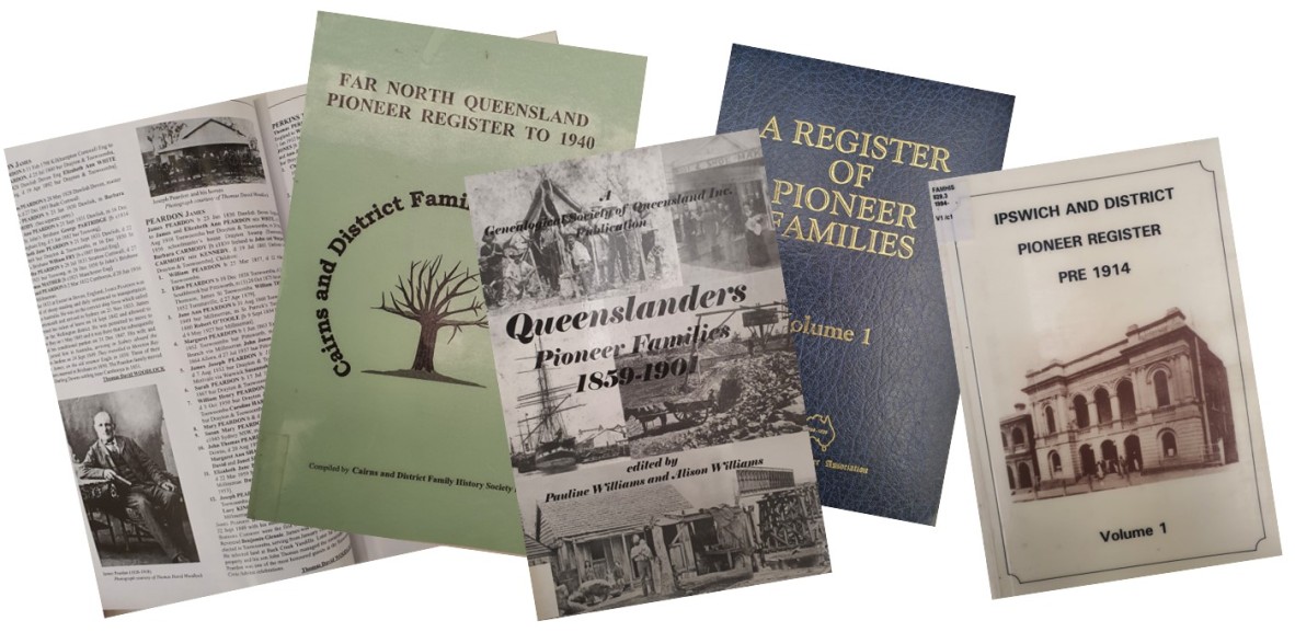 Five Pioneer Registers from State Library’s collection.