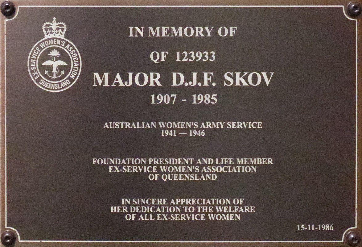 Memorial plaque for Major D.J.F. Skov