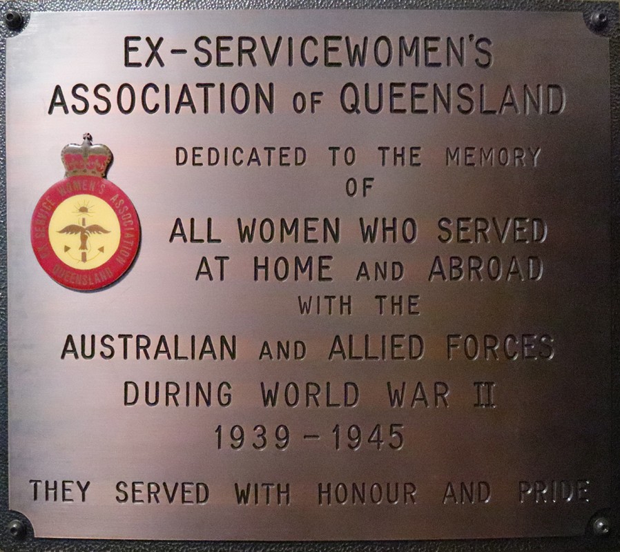 Metal plaque for Ex-Servicewomen's Association of Queensland