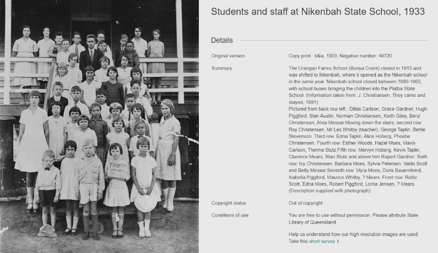 Image of students and staff at Nikenbah State School, 1933.