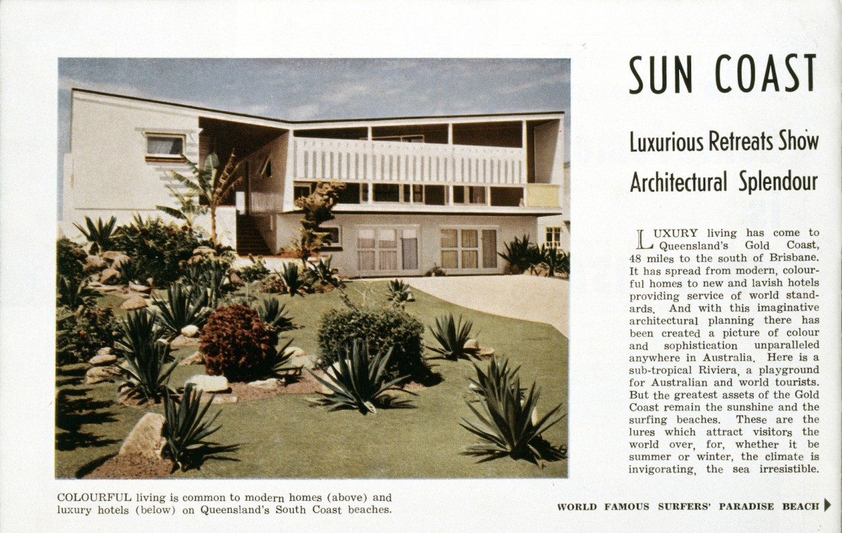 Modern architect-designed home on the Gold Coast, 1957