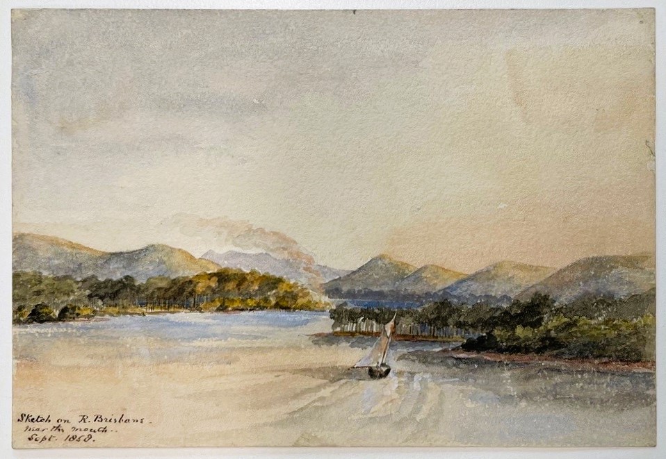 Sketch on River Brisbane, near the mouth, September 1858. Thomas Biddulph Hutton.