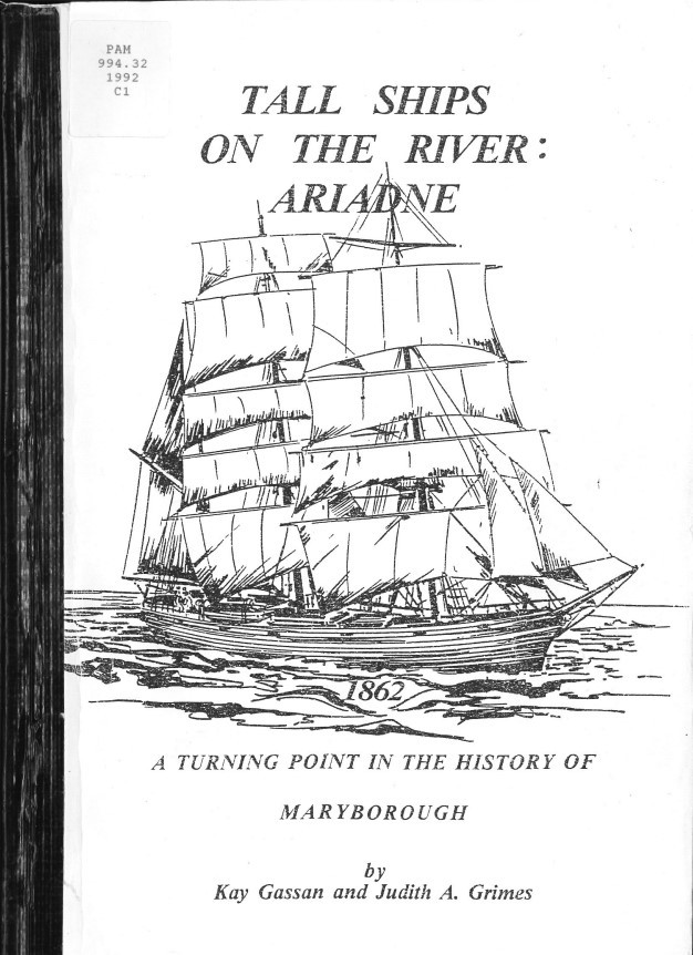Front cover of "Tall ships on the river : Ariadne" with pencil sketch of two-masted sailing vessel