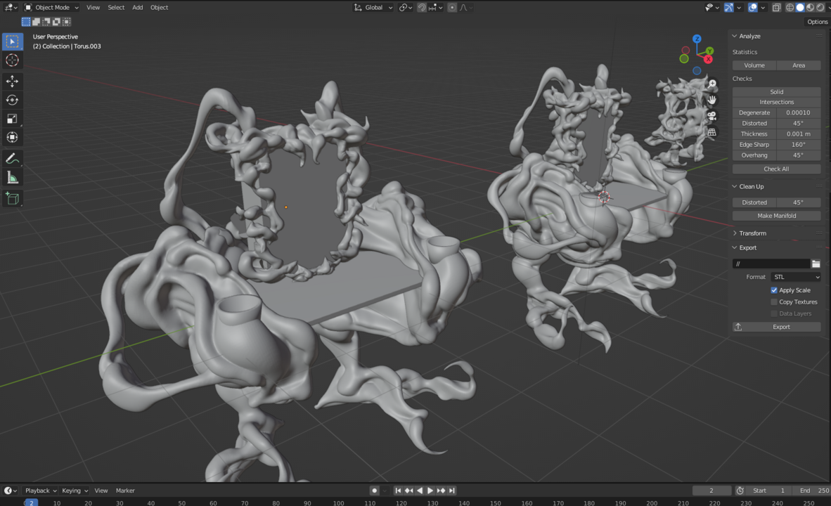 A screenshot of the The Altar 00 has a 3D model mock up in Blender.