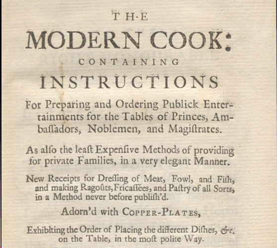 Title page from "The Modern Cook"