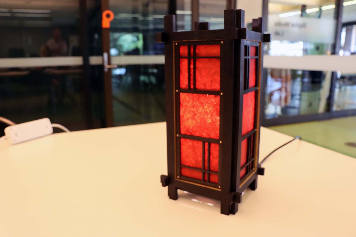 Laser cut Shoji Lamp created by The Edge and Open Lab regular, Tom, 2025
