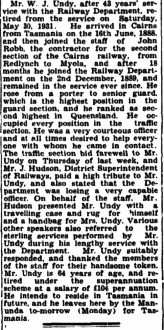 Image of newspaper article with heading "Cairns notes"