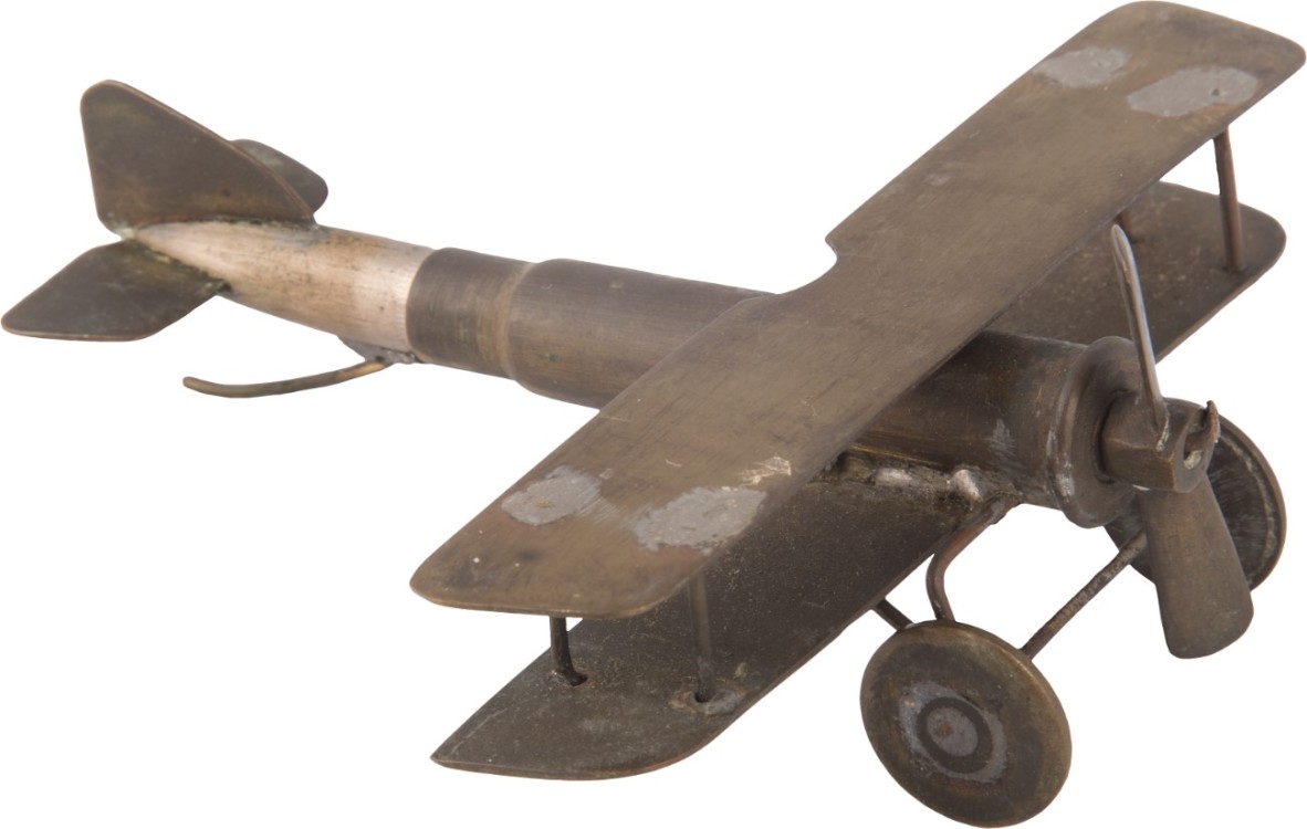 Trench Art Model Aeroplane, 1914/1918, made from bullets, shells and other fragments.