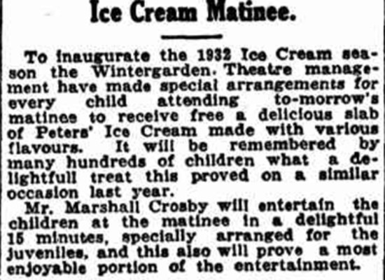 An article about ice creams and the theatre