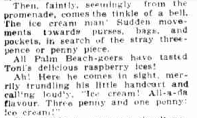 A newspaper article about flavours of ice cream