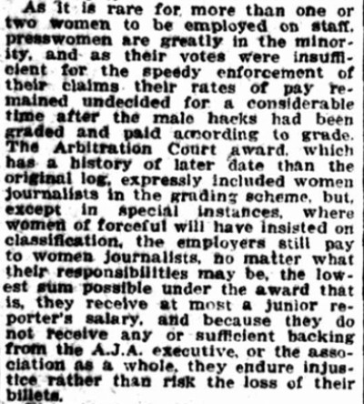 A newspaper article about women journalists