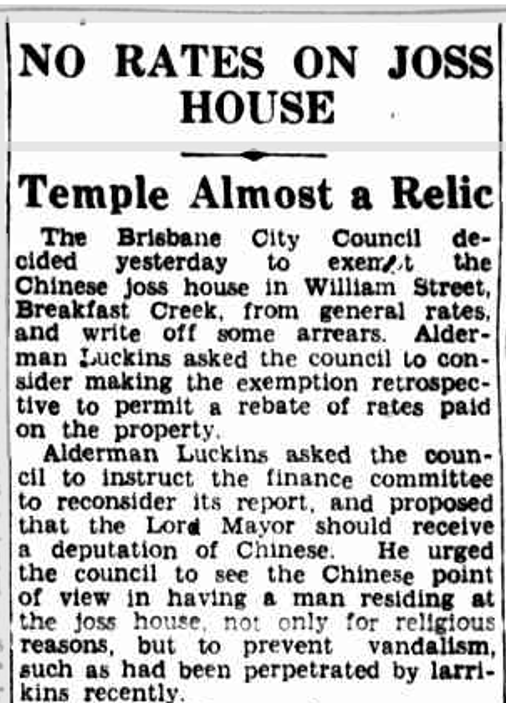 A newspaper article about Joss House