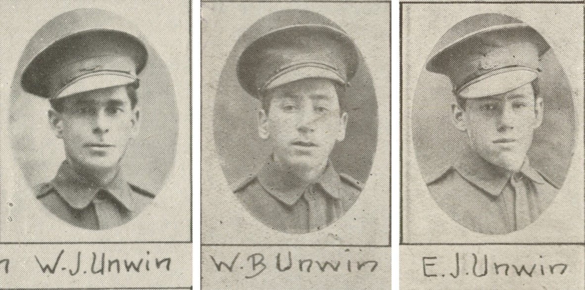 Soldier portraits of the Unwins from the Queenslander Pictorial supplement to The Queenslander 1917