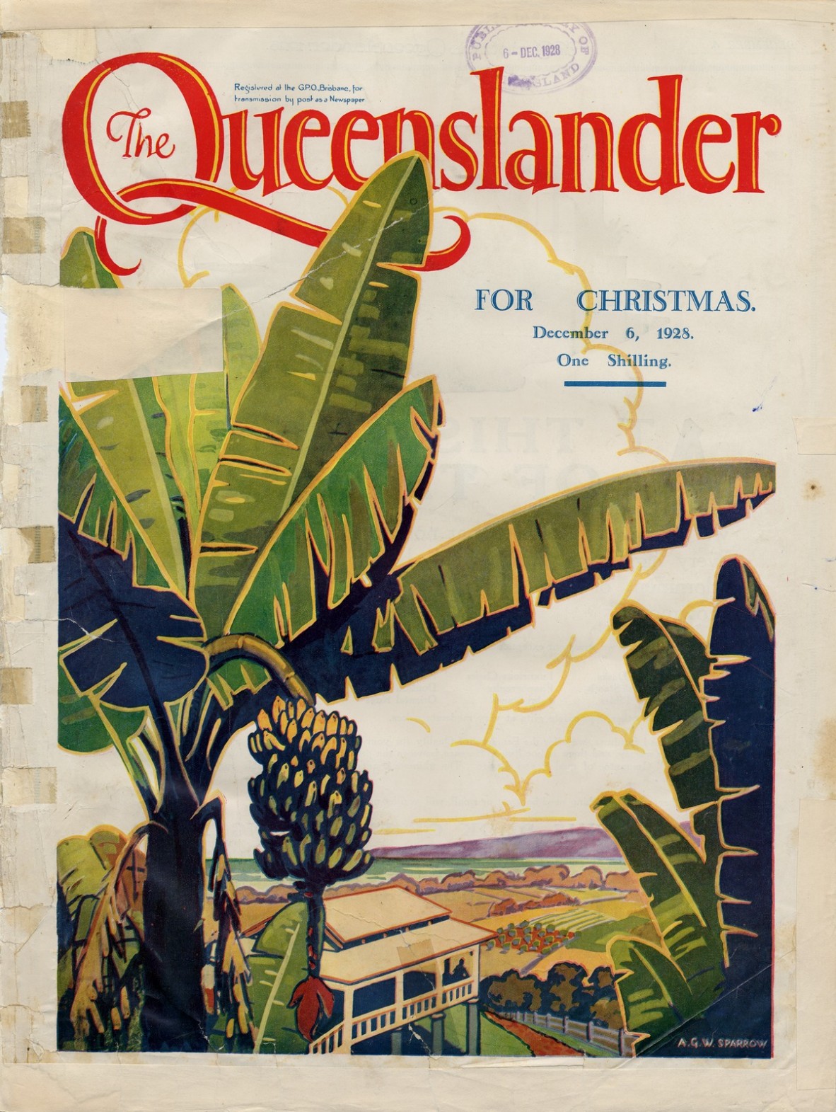 Illustrated front cover from The Queenslander December 6 1928