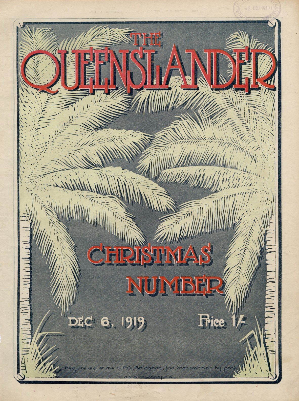 Illustrated front cover from The Queenslander December 6 1919