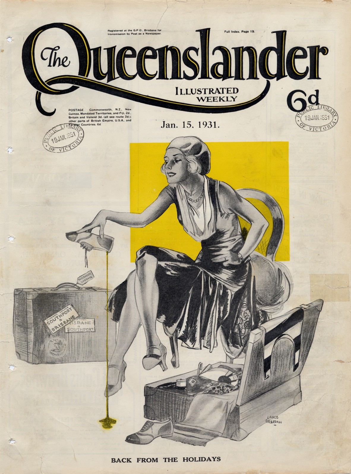 Illustrated front cover from The Queenslander January 15 1931