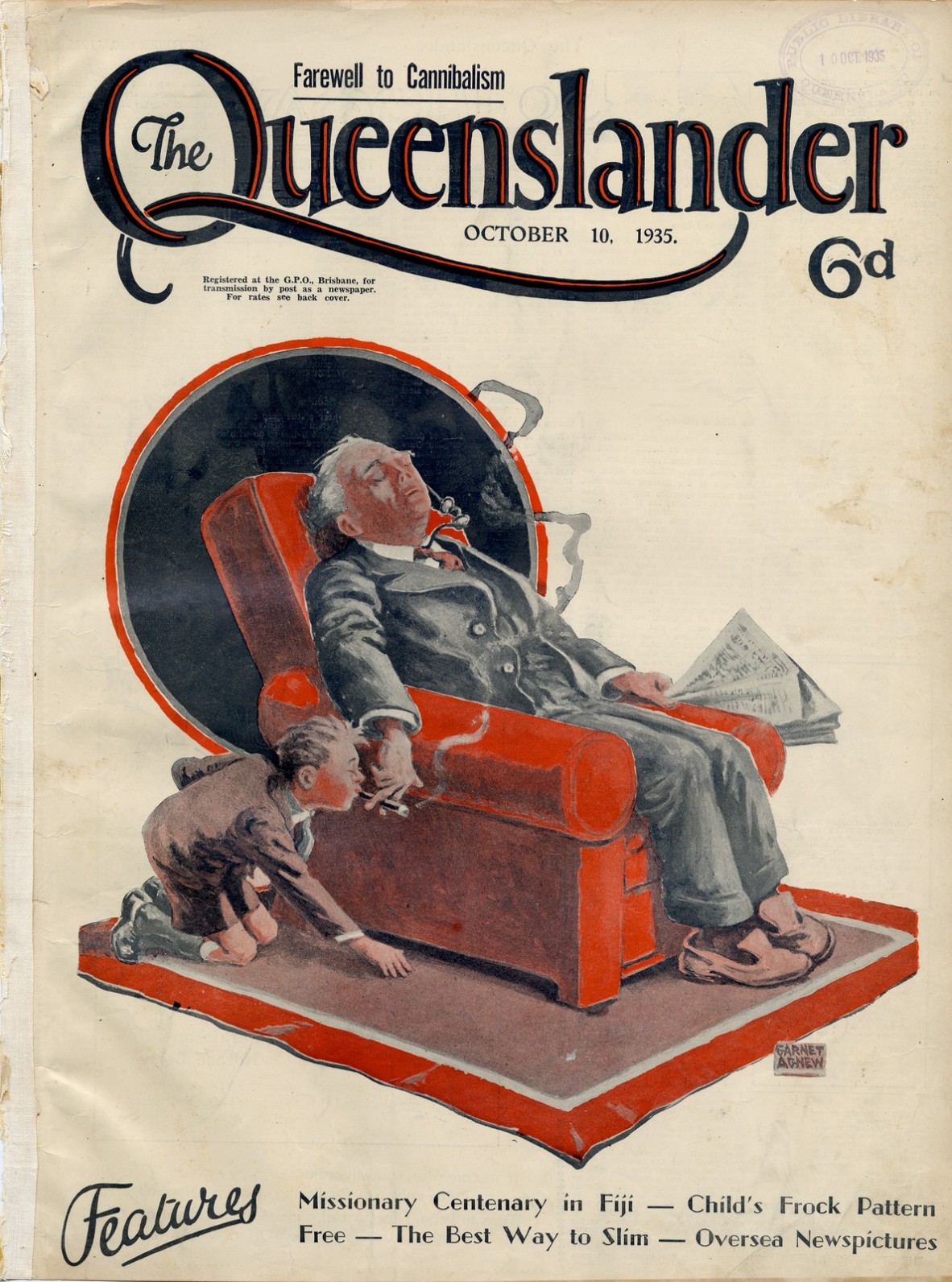 Illustrated front cover from The Queenslander October 10 1935