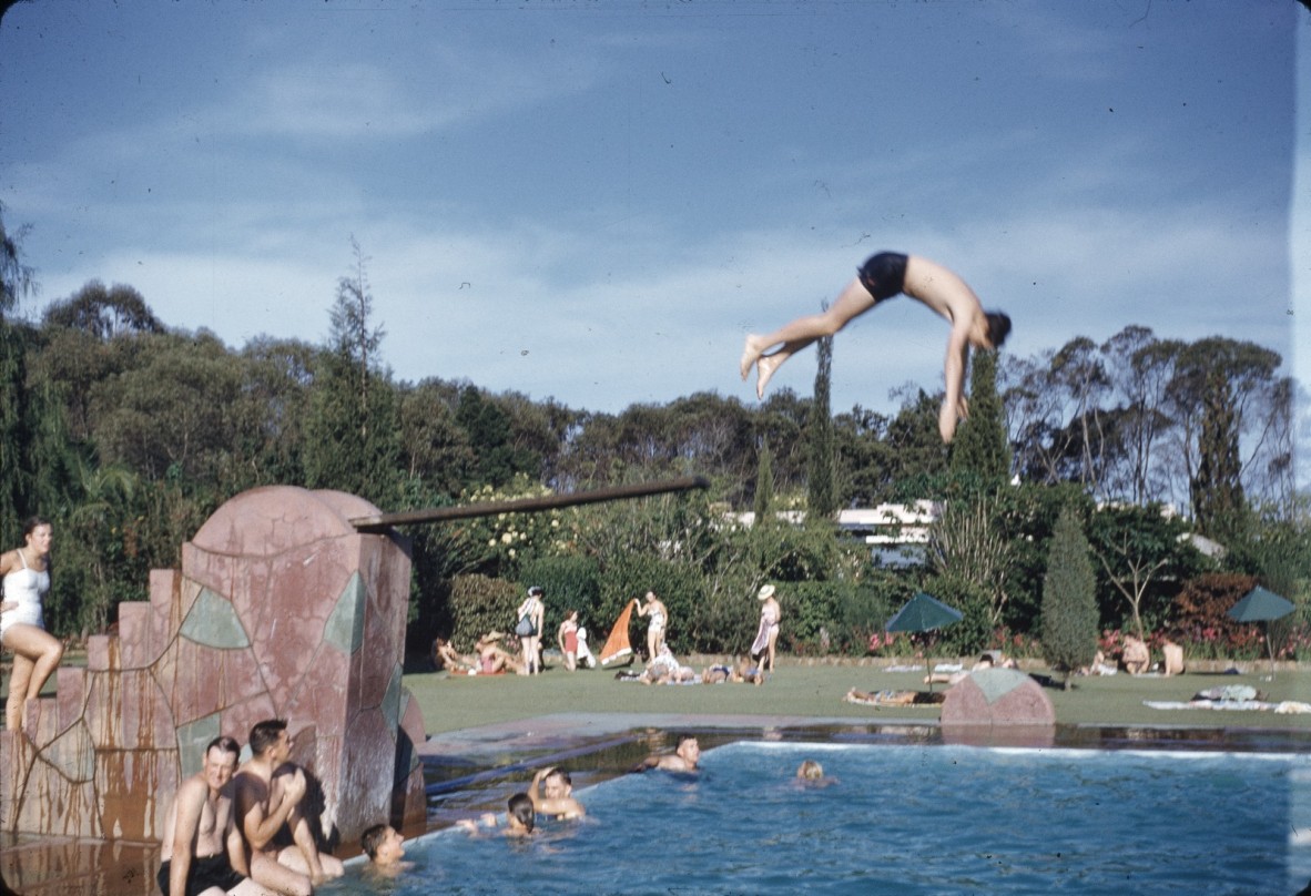  Man diving into the swimming pool at the Oasis in Sunnybank