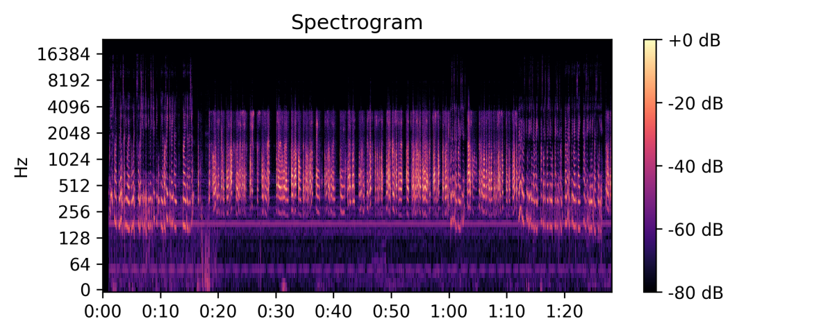 A spectrogram display of a oral history recording