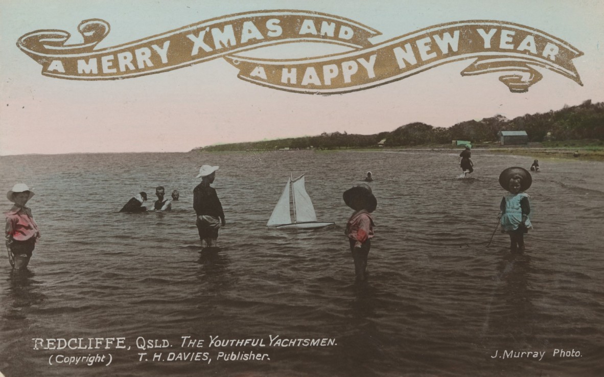 Christmas greeting card featuring Suttons Beach Redcliffe