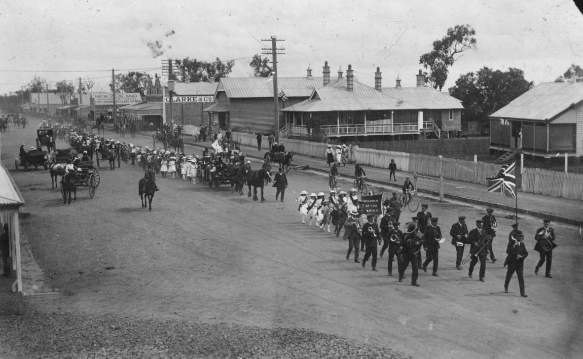 Australia Day Parade in Yandilla Street Pittsworth ca 1915