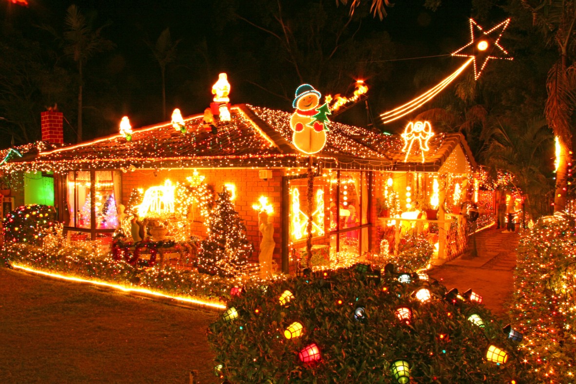Christmas lights on a house in Runcorn