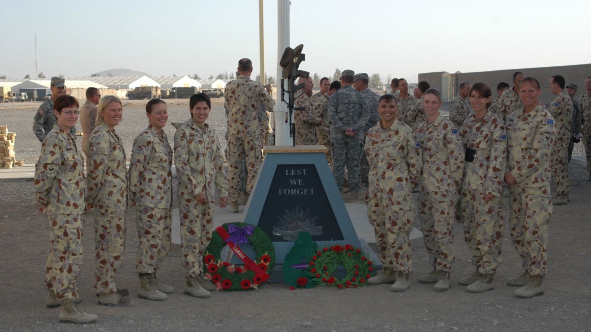 Lorraine Hatton amongst eight women in Kandahar
